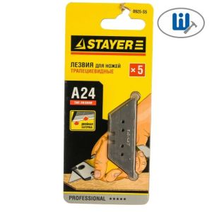 Лезвия 19х0,5 мм трапециевидные тип A24 (5шт) Stayer