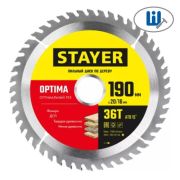 Пильный диск по дереву STAYER Optima 190x20/16 мм, 36Т, оптимальный рез 3681-190-20-36_z01